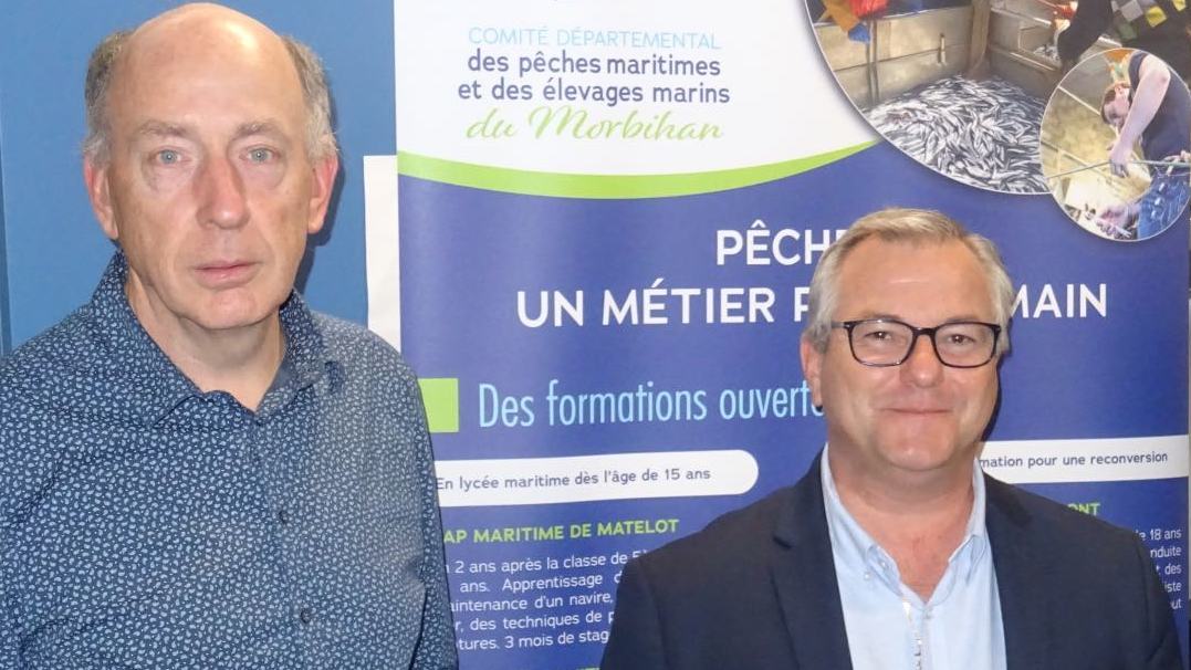 ean Piel, responsable communcation et Olivier Le Nézet, président du comité des pêches maritimes et des élevages marins du Morbihan.
